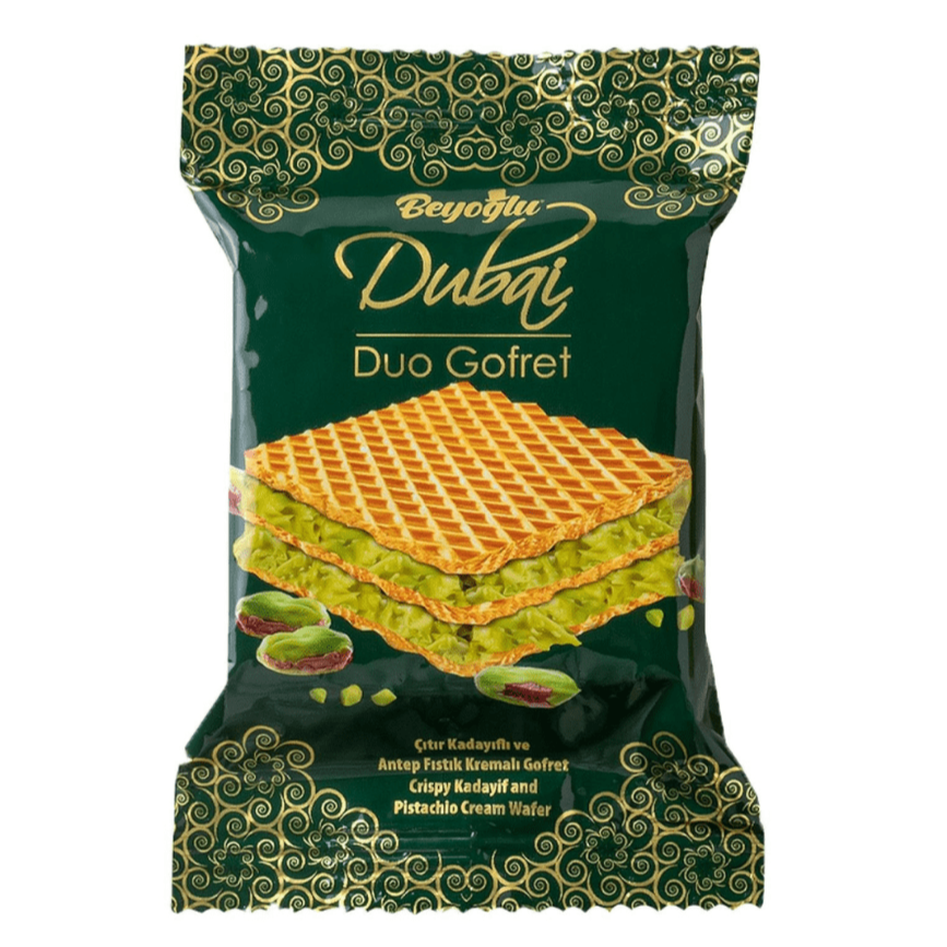 Dubai Duo Wafer (Pistachio and Kadayif Cream Filled) - 144 Pieces x 36 gr