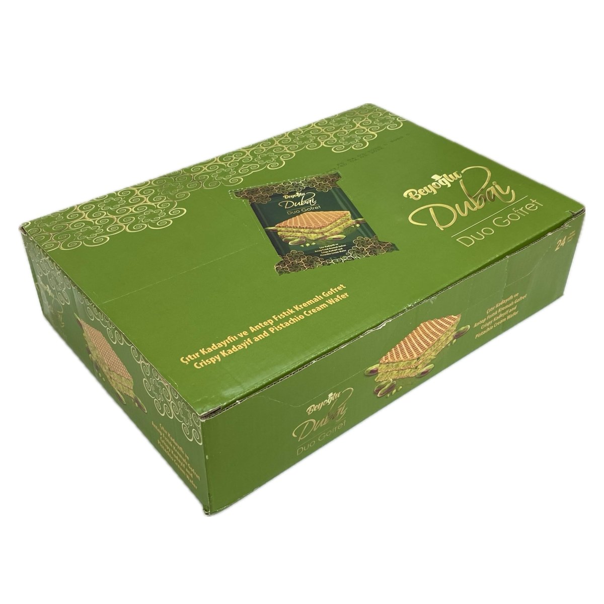 Dubai Duo Wafer (Pistachio and Kadayif Cream Filled) - 144 Pieces x 36 gr