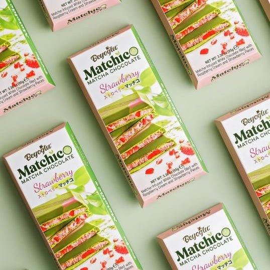 Matchico Premium Matcha Infused White Chocolate with Strawberry & Raspberry Cream - 36 Pieces x 95g
