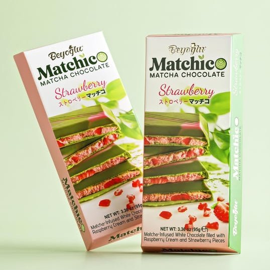 Matchico Premium Matcha Infused White Chocolate with Strawberry & Raspberry Cream - 36 Pieces x 95g