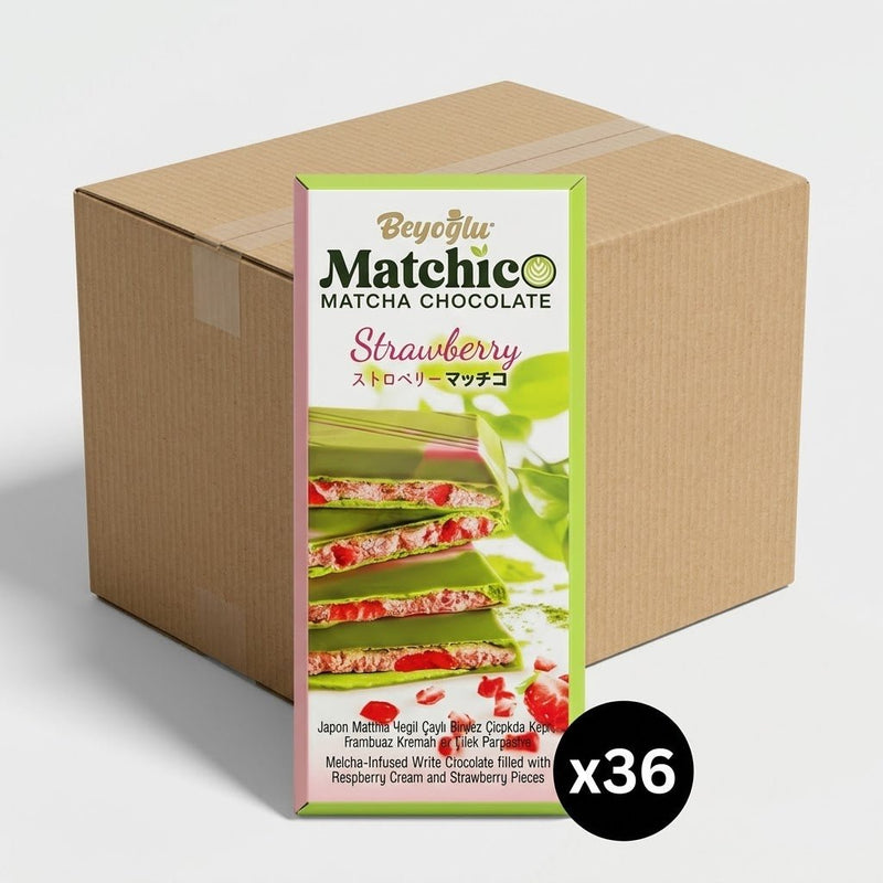 Beyoglu Matchico Premium Matcha Infused White Chocolate with Strawberry & Raspberry Cream - 3.36 oz (95g) - Aladdin Business