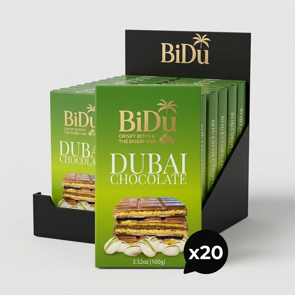 BiDu Premium Crispy Dubai Chocolate with Pistachio & Kadaif - 3.52oz (100g) - Aladdin Business