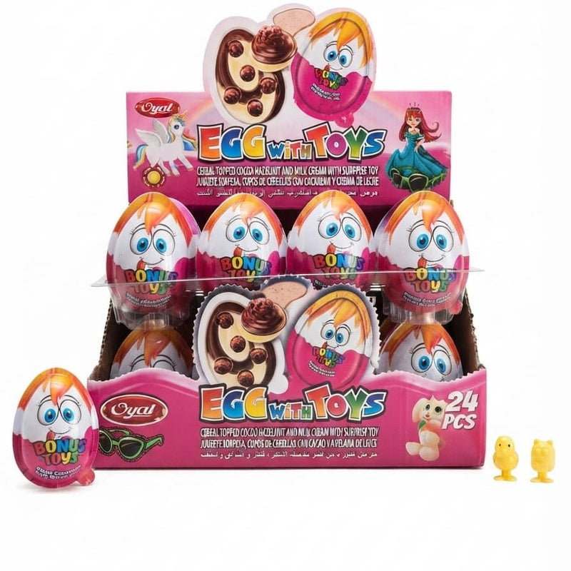Bonus Toys Plastic Egg Chocolate with Toys (Pink) – 20 g (144 pcs / Case) - Aladdin Business