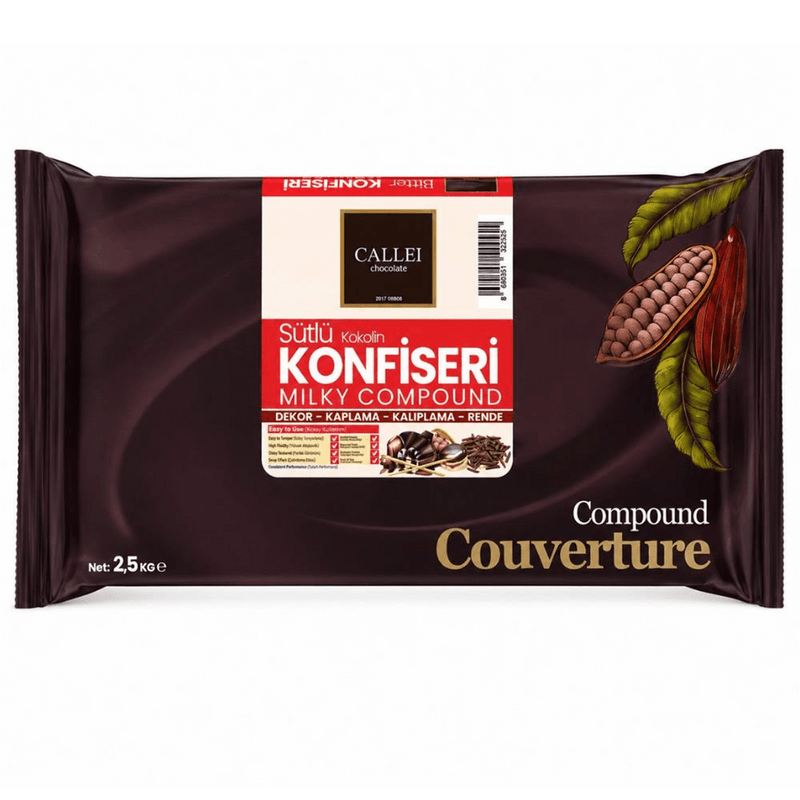 Callei Eko Milk Compound Chocolate – 1 Case - 8 Packs x 2.5 kg OPP Foil - Aladdin Business