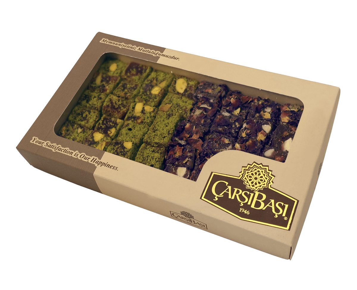 Premium Assorted Turkish Delight (Double Pistachio & Rose Petal) - 14 Pieces x 300g