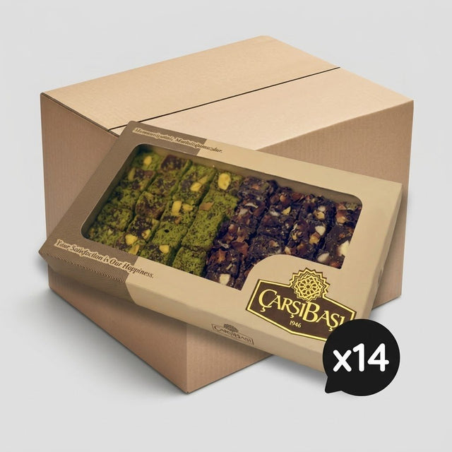Carsibasi Premium Assorted Turkish Delight (Double Pistachio & Rose Petal) - 300g Box - Aladdin Business