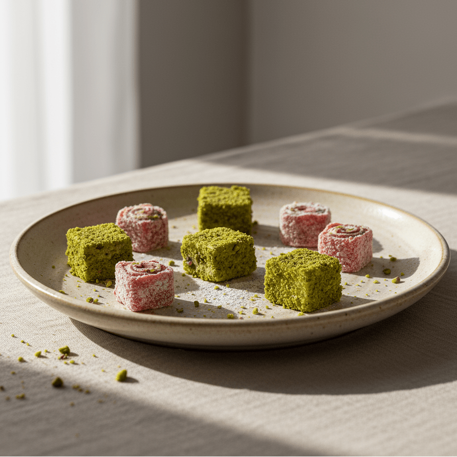 Premium Assorted Turkish Delight (Pistachio & Rose) - 8 Piece x 180 grams
