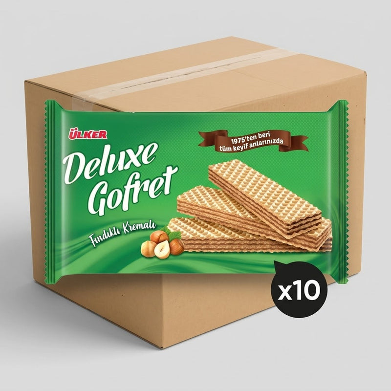 Delux Wafer with Hazelnut Cream - 1 Box (10 Pieces)