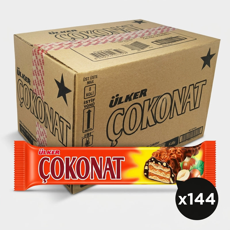 Cokonat Chocolate and Hazelnut Covered Wafer Bar - 33g x 144 Pieces