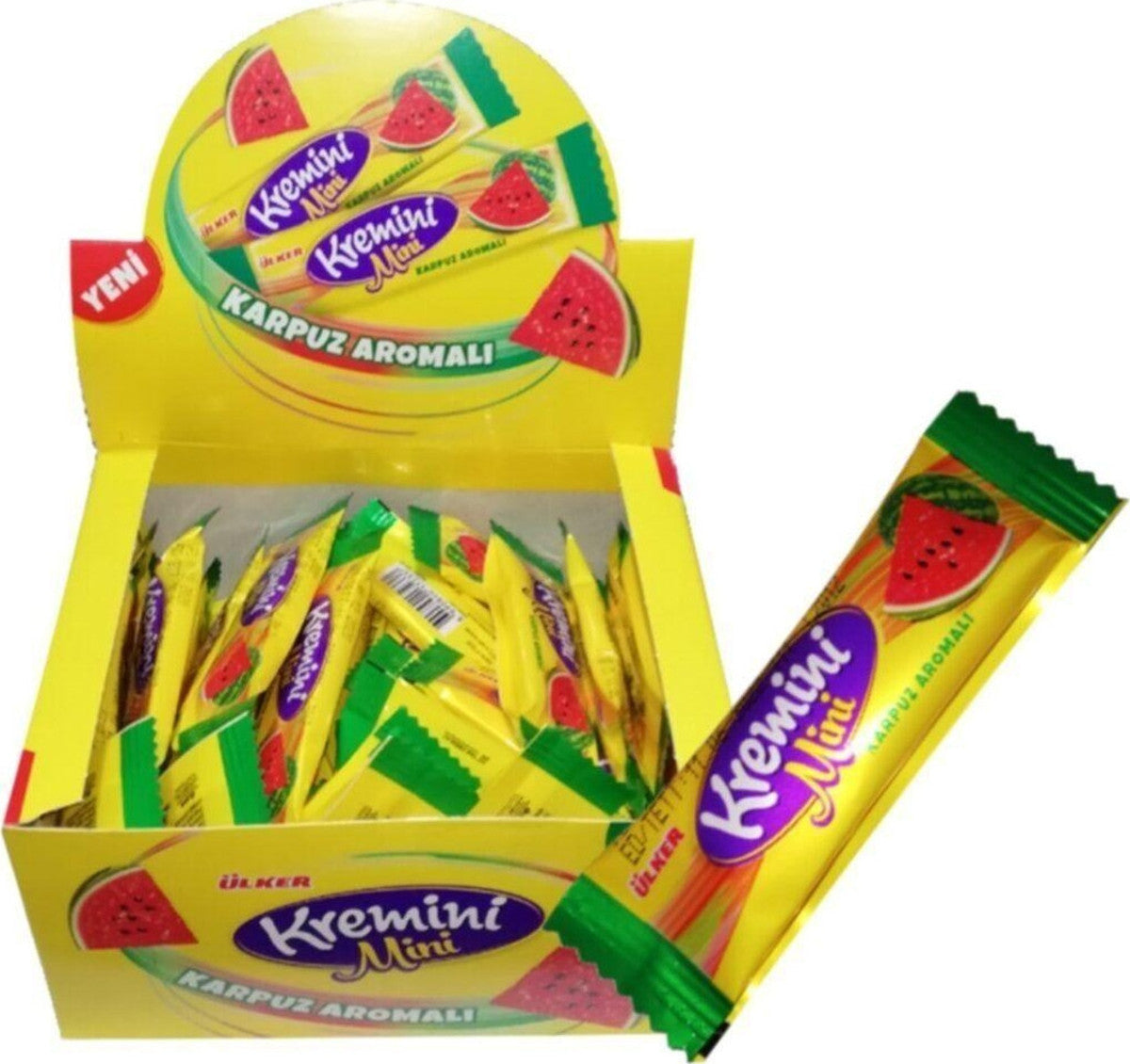 Mini Watermelon Flavored Candy - 1 Case - 600 Packs x 7g Each
