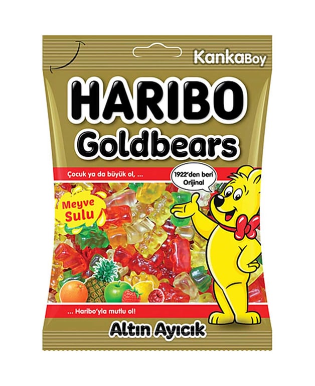 Classic Golden Gummy Bear Candy - 1 Case - 180 Packs x 80g Each