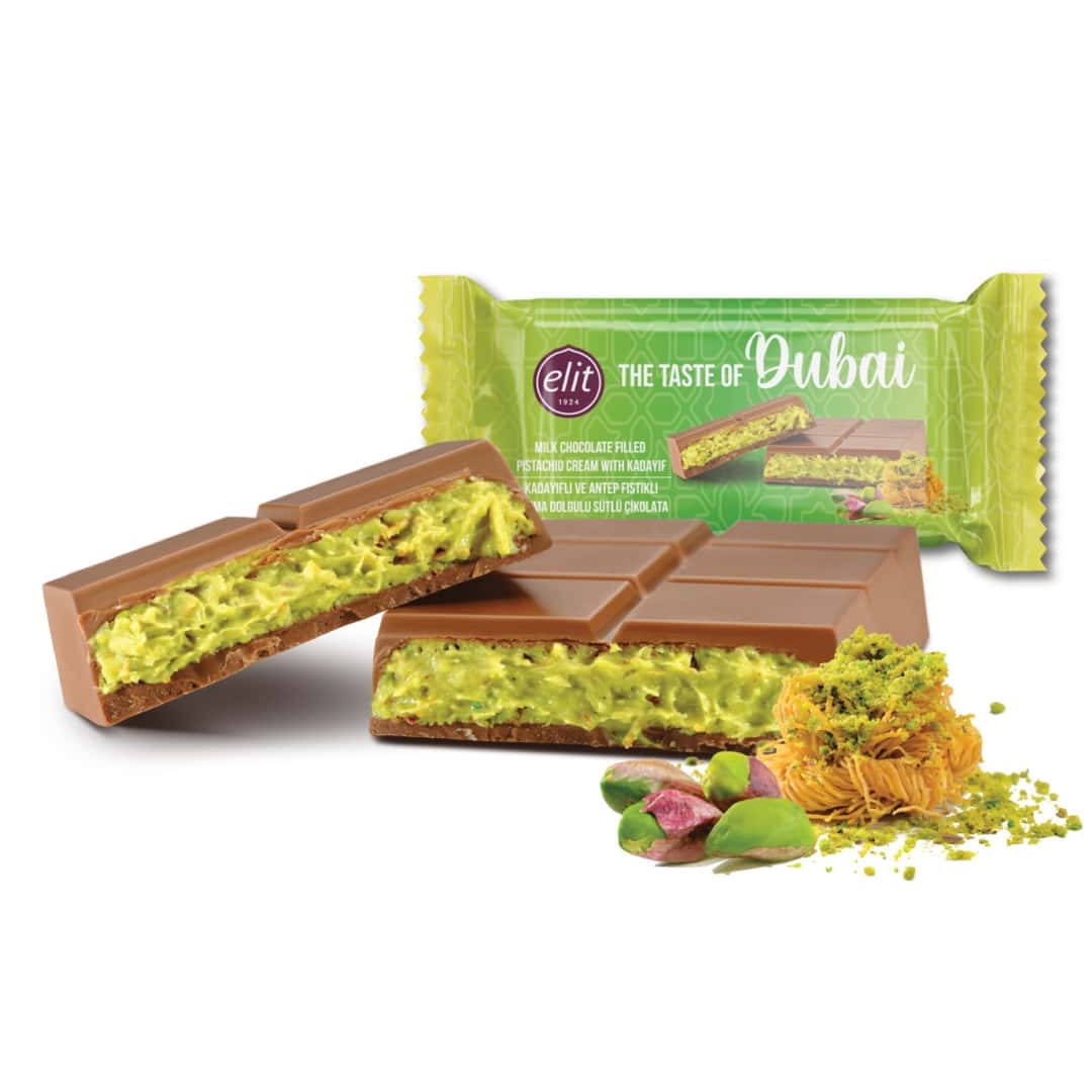Elit Dubai Chocolate with Pistachio Cream and Crispy Kataifi - 90g - Aladdin Business