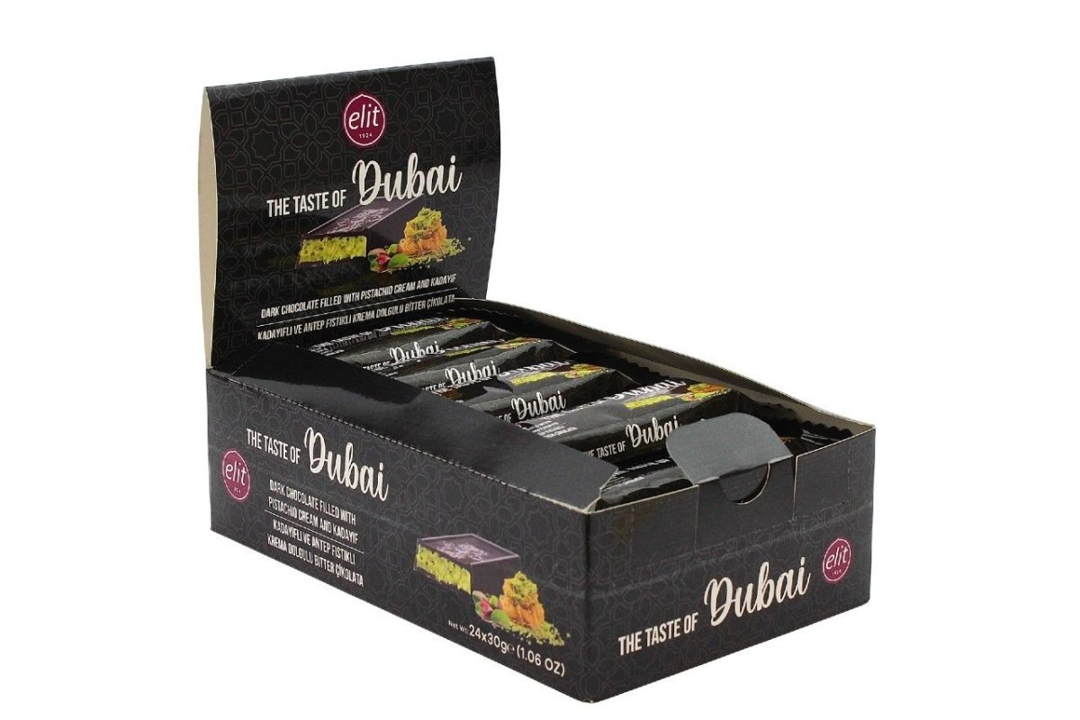 Elit Dubai Dark Chocolate with Pistachio Cream and Crispy Kataifi - 30g - Aladdin Business
