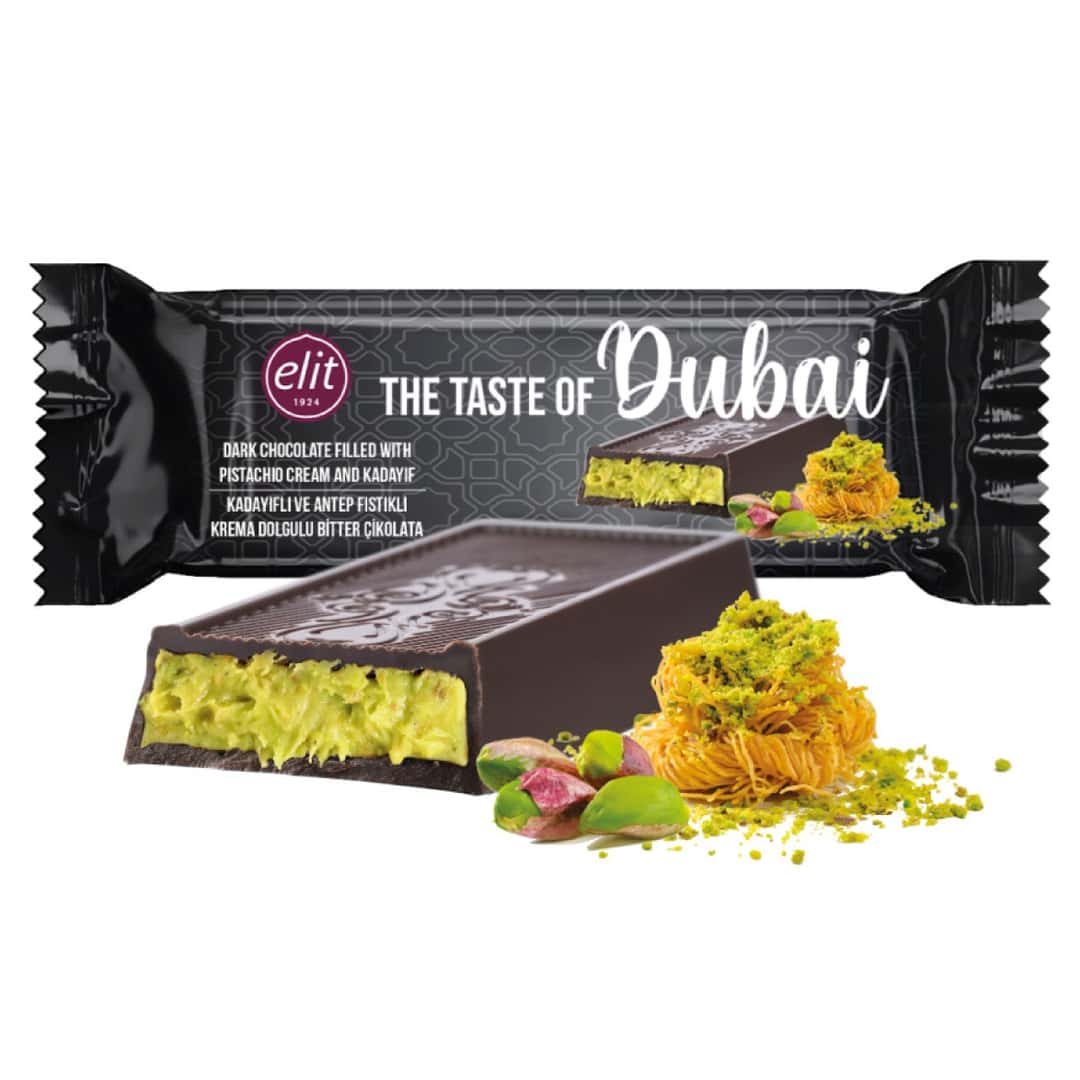 Elit Dubai Dark Chocolate with Pistachio Cream and Crispy Kataifi - 30g - Aladdin Business