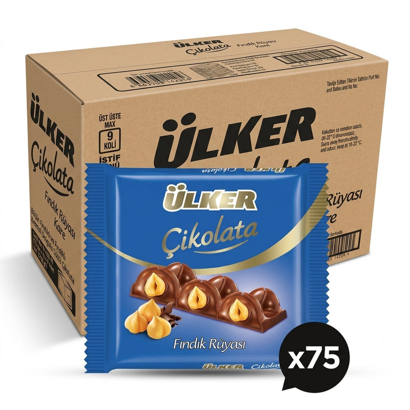 Chocolate Bar with Whole Hazelnuts - 75g x 36 Pieces