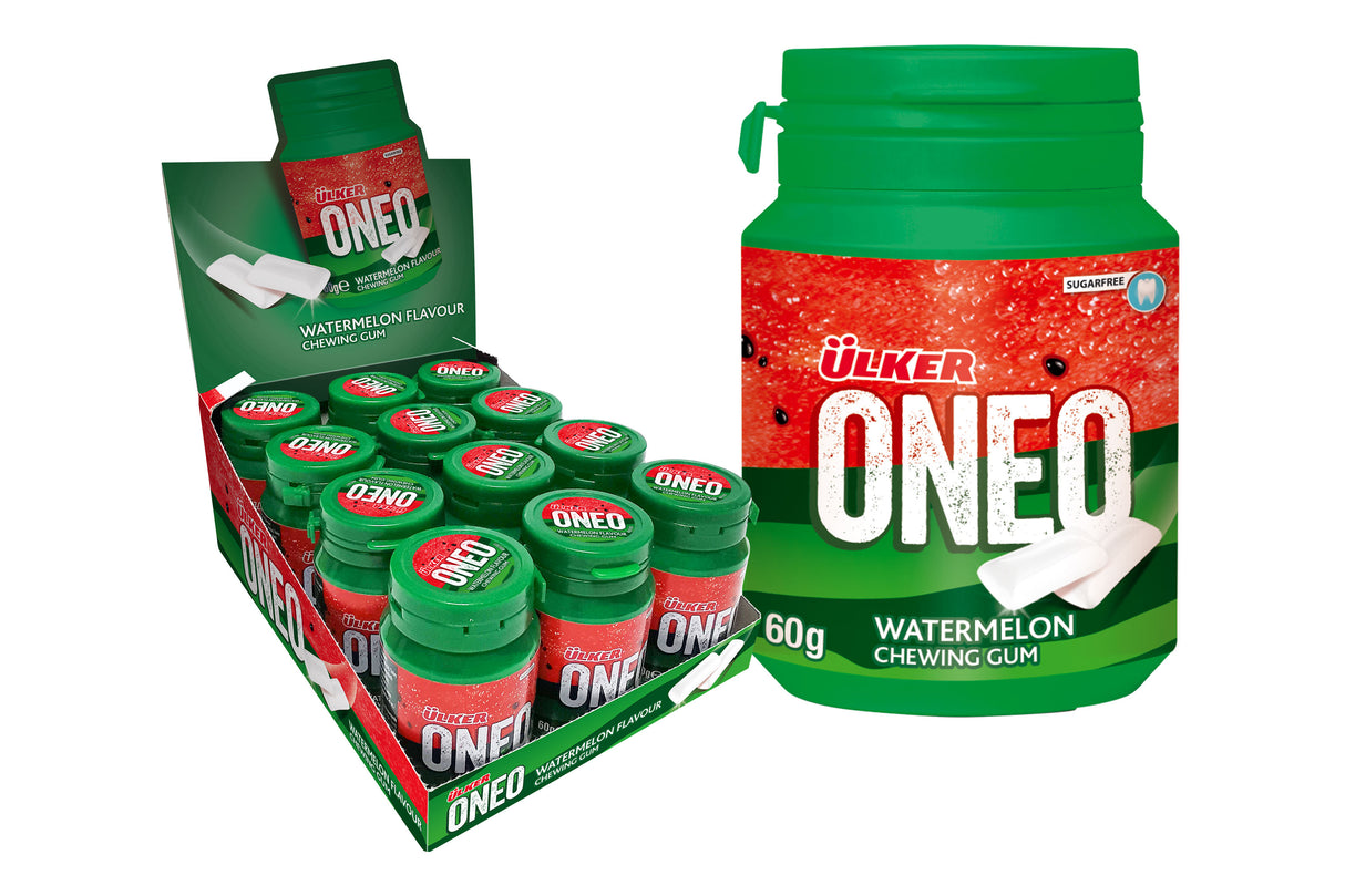 Professional Watermelon Flavored Chewing Gum Dragees - 1 Case - 12 Packs x 60g Each