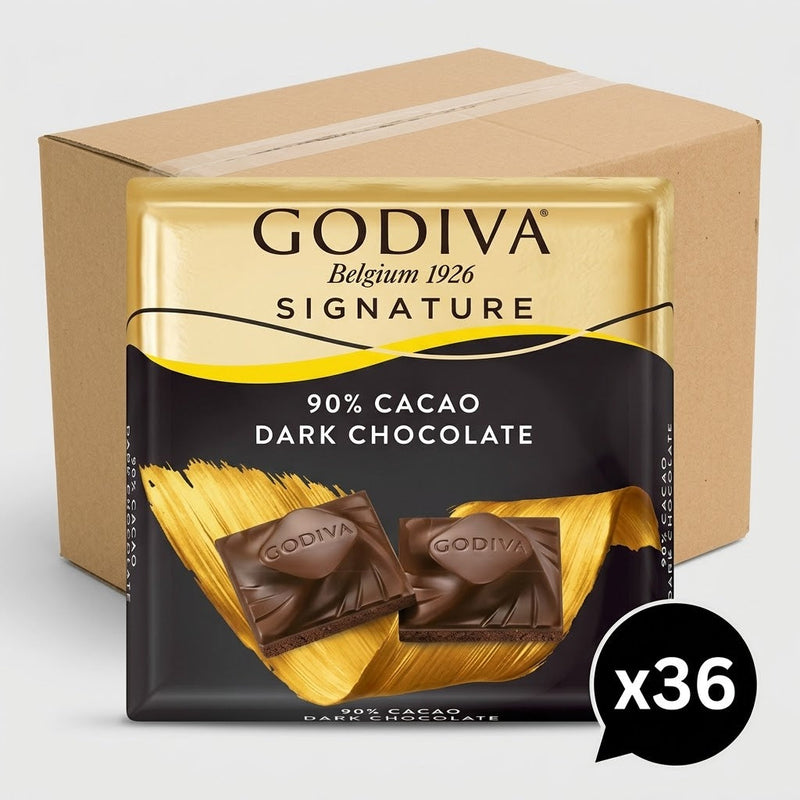 Godiva Signature 90% Dark Square Chocolate - 52g x 36 Pieces