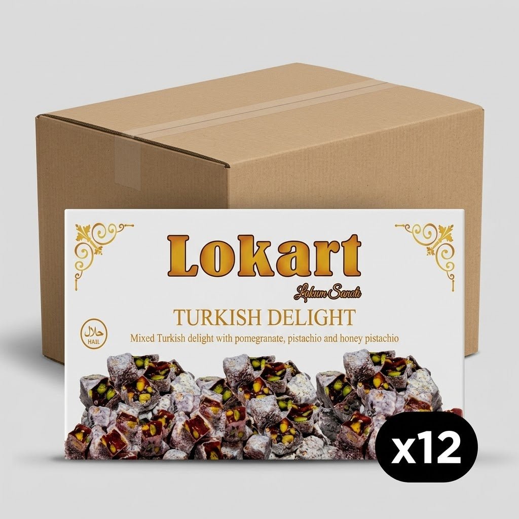 Gourmet Double Roasted Antep Pistachio Assorted Turkish Delight - 12 Pieces x 400g - Aladdin Business