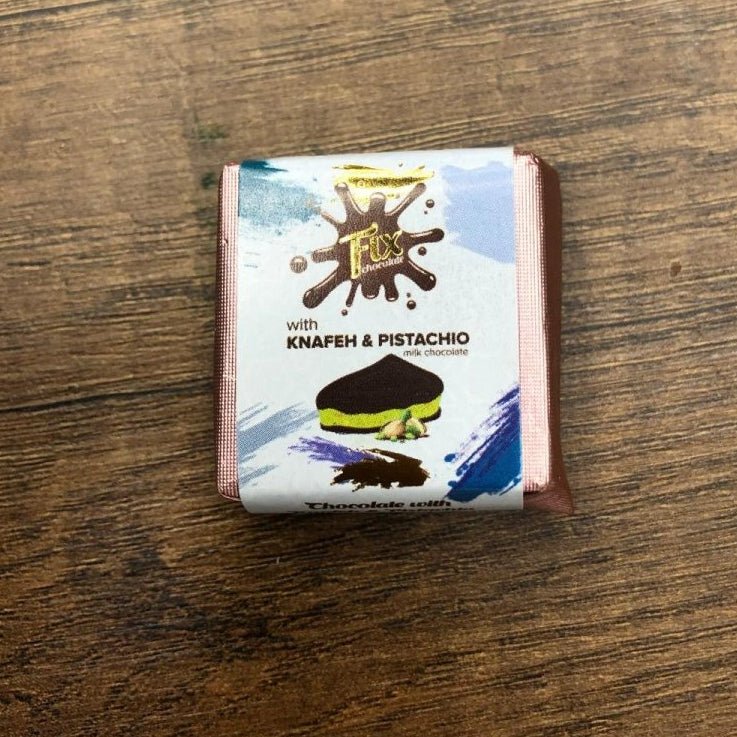 Gourmet Knafeh Pistachio Chocolate Squares - 14g x 75 Count Round Box - Aladdin Business