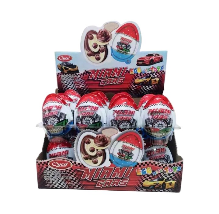 Miami Cars Plastic Egg Chocolate – 20 g (144 pcs / Case) - Aladdin Business