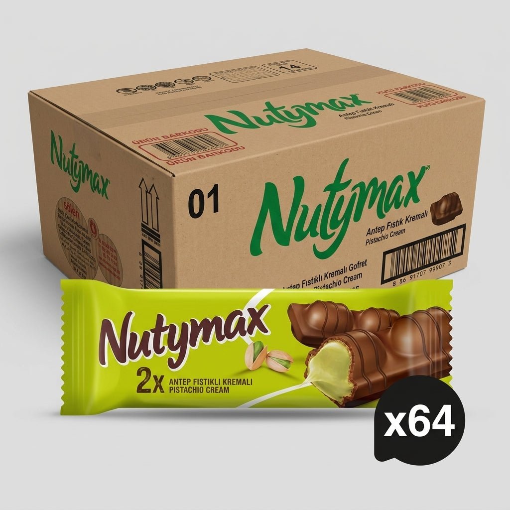 Nutymax Pistachio Chocolate Wafer Bar - 64 Packs x 44g - Aladdin Business