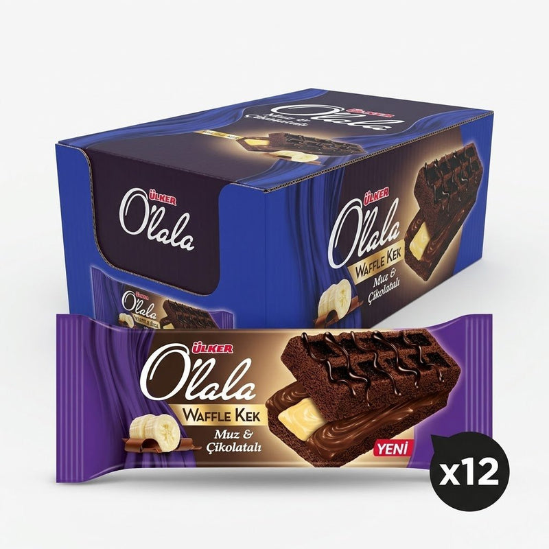 O'lala Waffle Cake with Chocolate and Banana Cream - 70g x 12 Pieces - Aladdin Business