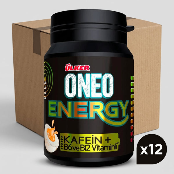 Premium Energy Fruit Flavored Chewing Gum Dragee Bottle - 1 Case - 12 Packs x 44g Each - Aladdin Business