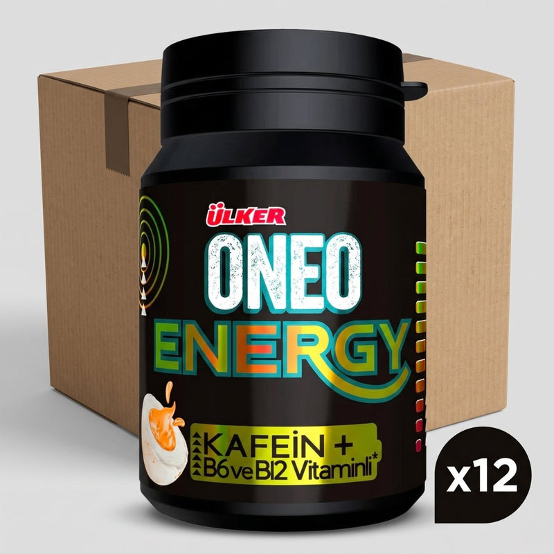 Premium Energy Fruit Flavored Chewing Gum Dragee Bottle - 1 Case - 12 Packs x 44g Each - Aladdin Business
