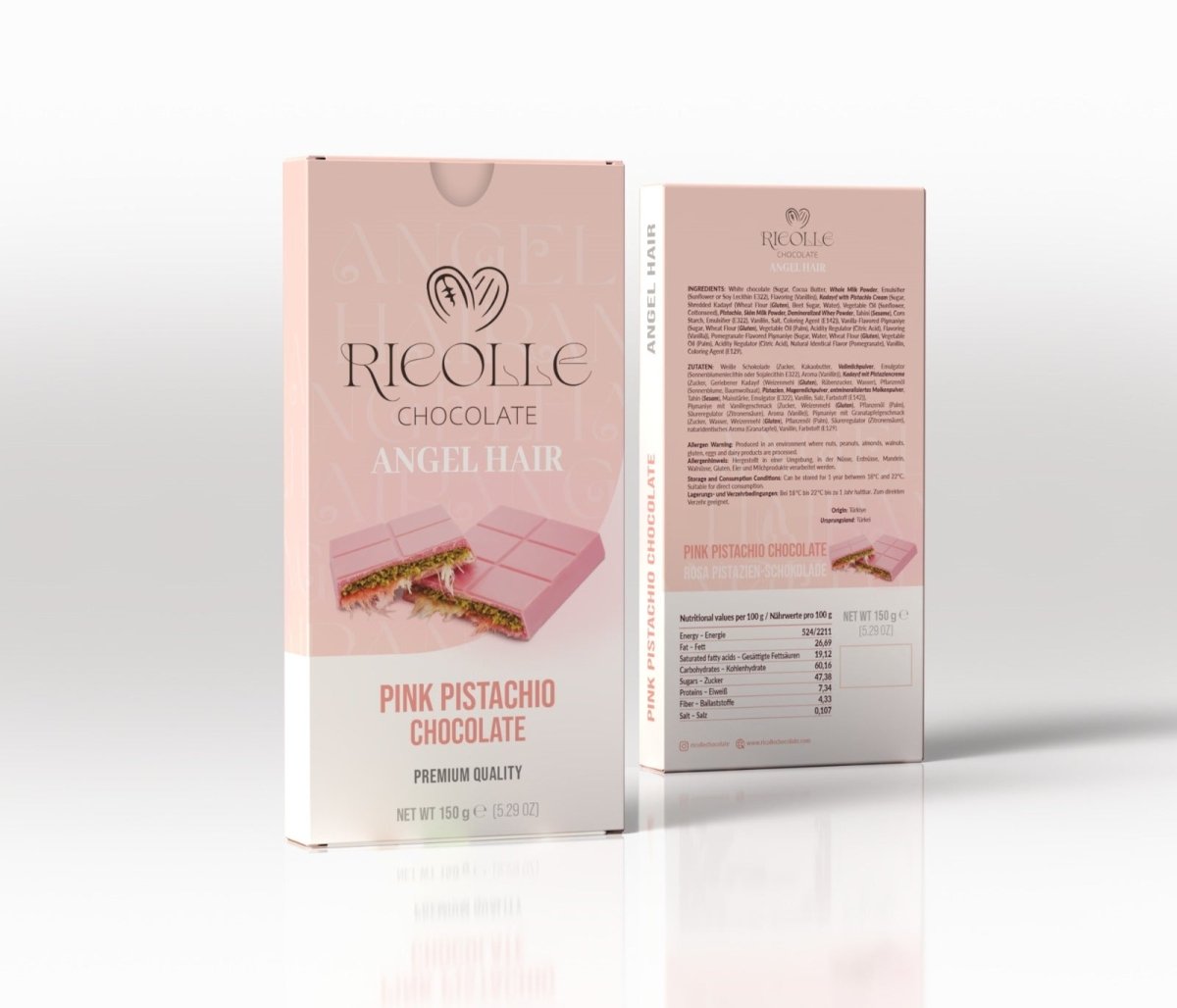 Ricolle Angel Hair Pink Pistachio Chocolate - 150g x 14 Pieces