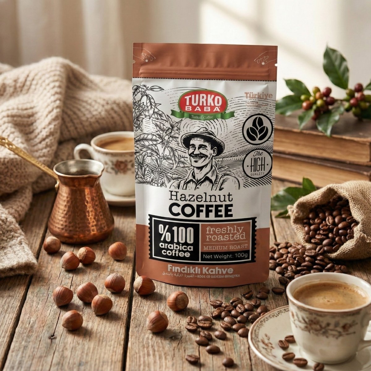 TURKOBABA Premium Hazelnut Flavored Arabica Coffee - 100g - Aladdin Business
