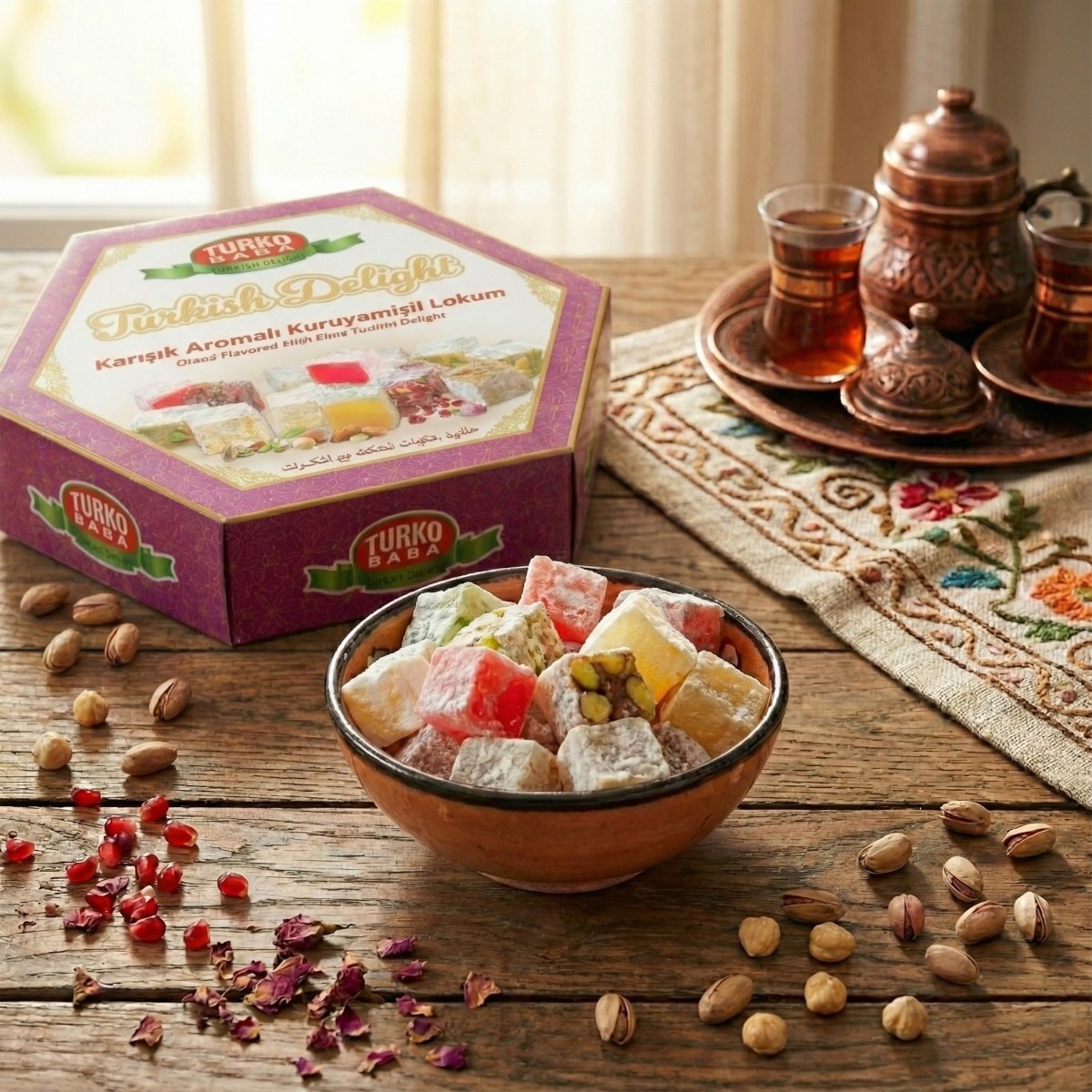 TURKOBABA Premium Mixed Nuts Turkish Delight Lokum - 250g - Aladdin Business