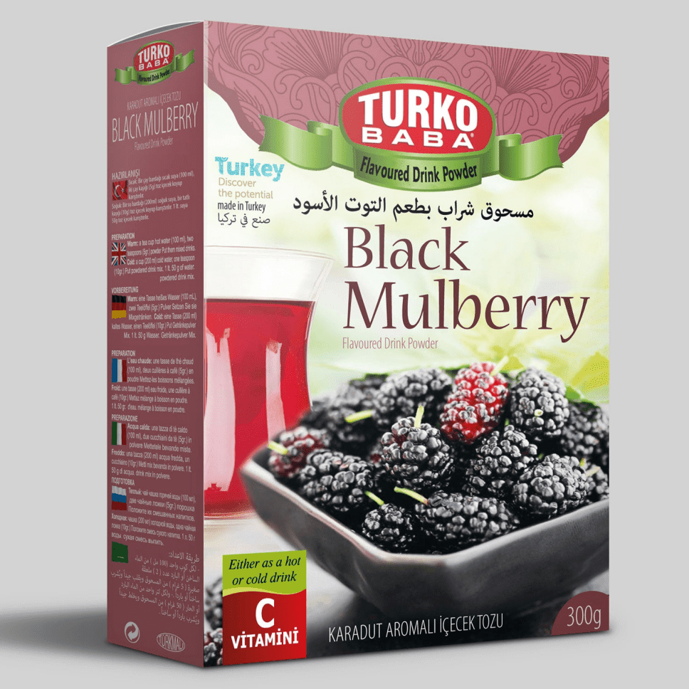 TURKOBABA Professional Black Mulberry Flavored Powder Drink Mix - 300g - Aladdin Business