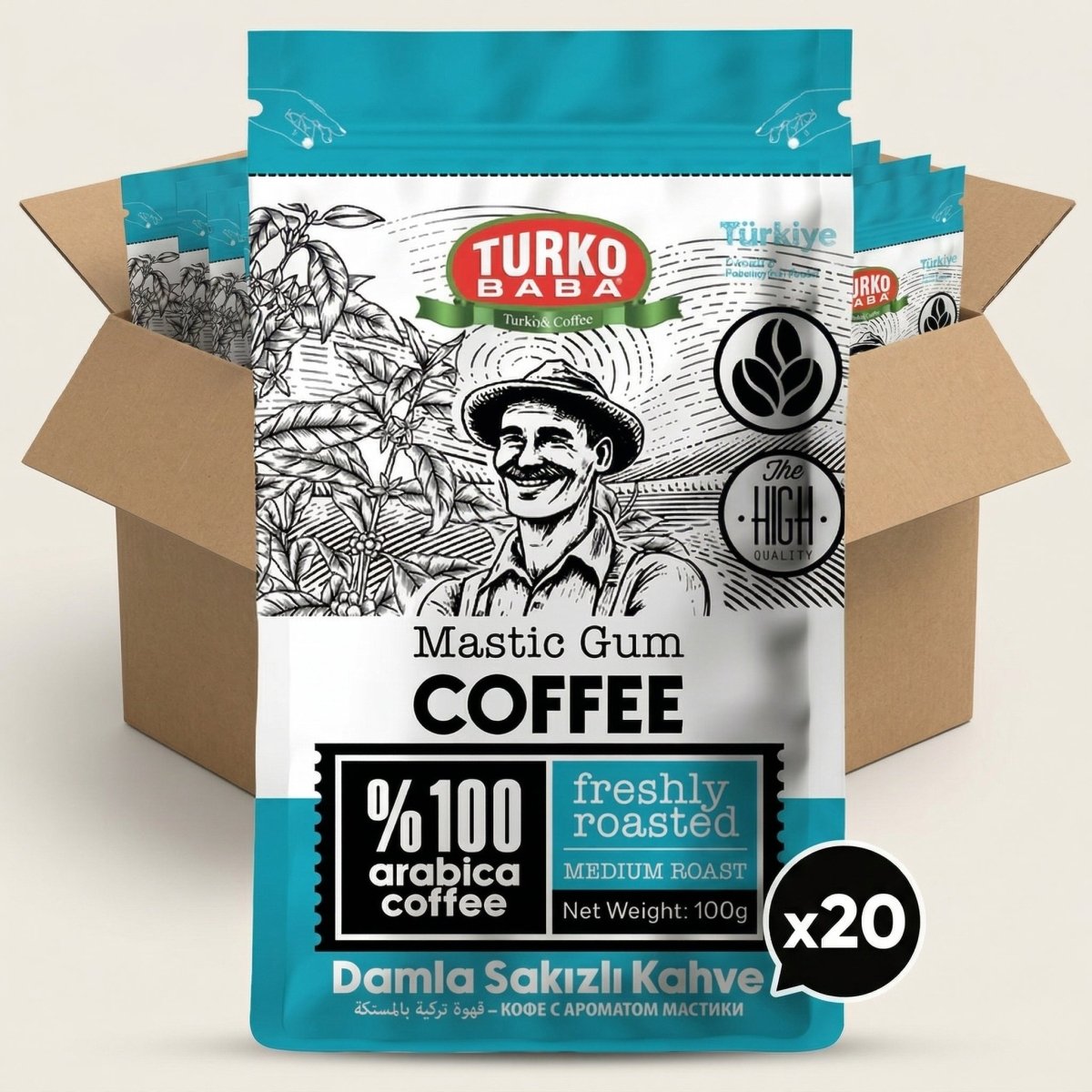 TURKOBABA Professional Mastic Flavored Turkish Coffee Blend - 100g - Aladdin Business