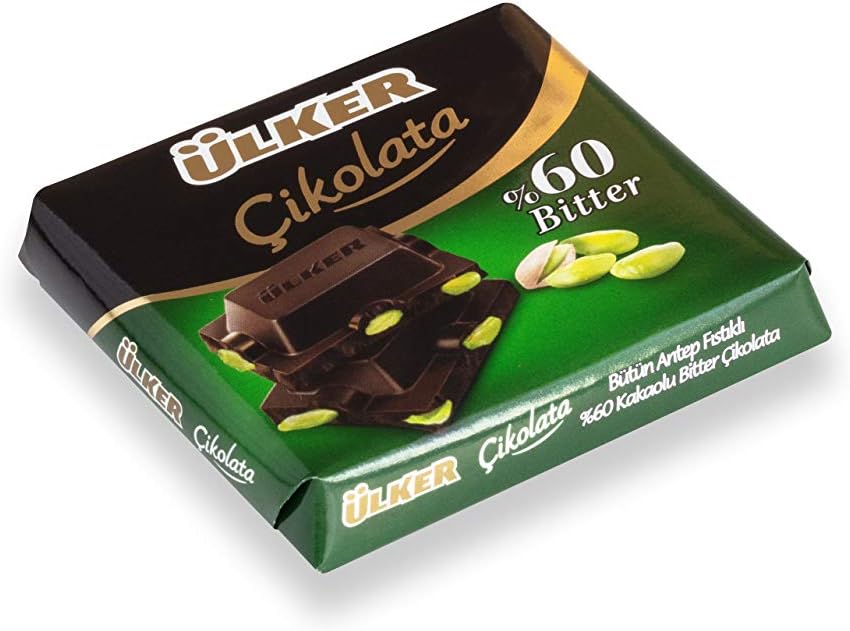 Dark Square Chocolate with Whole Pistachios - 65g x 36 Pieces
