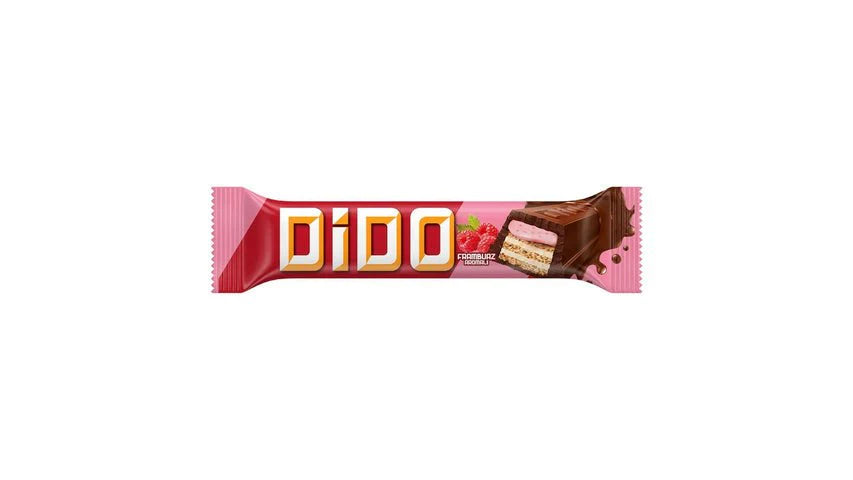 Dido Chocolate Covered Wafer Bar Filled with Raspberry Cream - 37g x 144 Pieces