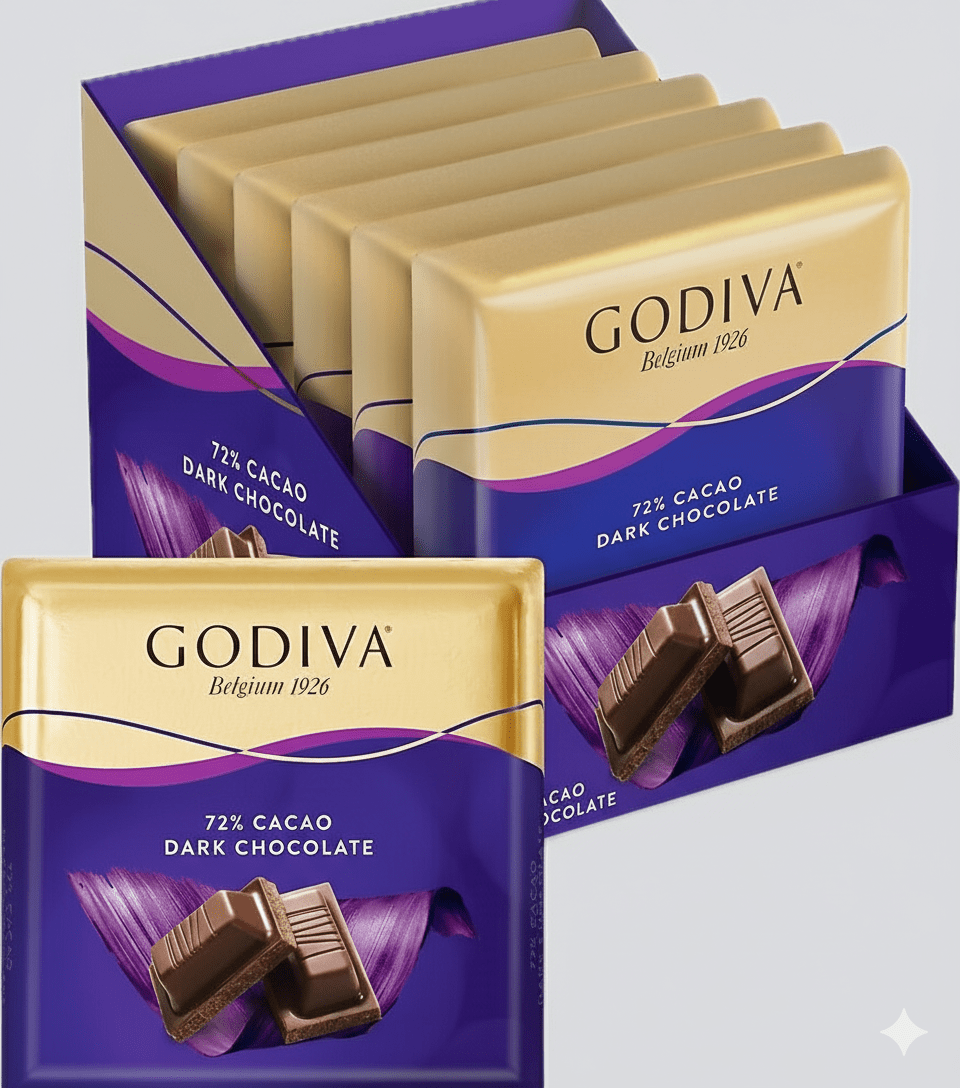 Godiva %72 Cacao Dark Chocolate - 60g x 36 Pieces