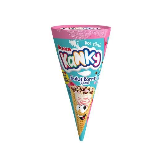 Kanky Strawberry Flavoured Chocolate Filled Cones - 27g x 24 Pieces