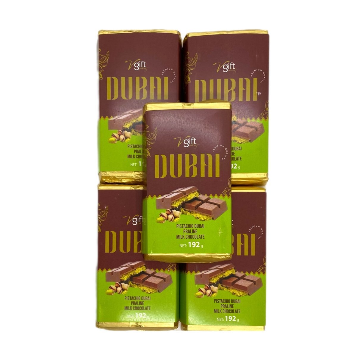 V - Gift Pistachio Praline Dubai Chocolate Bar - Crispy & Nutty Delight 192g - Aladdin Business