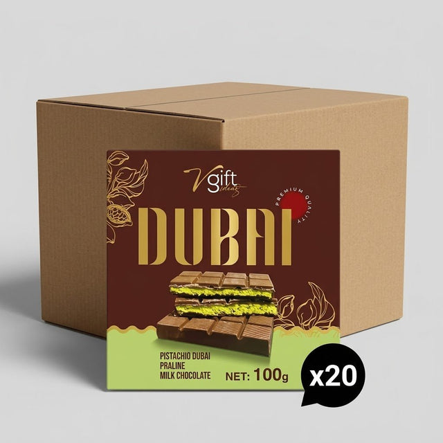 V - Gift Pistachio Praline Dubai Chocolate Bar - Crispy & Nutty Delight - Aladdin Business