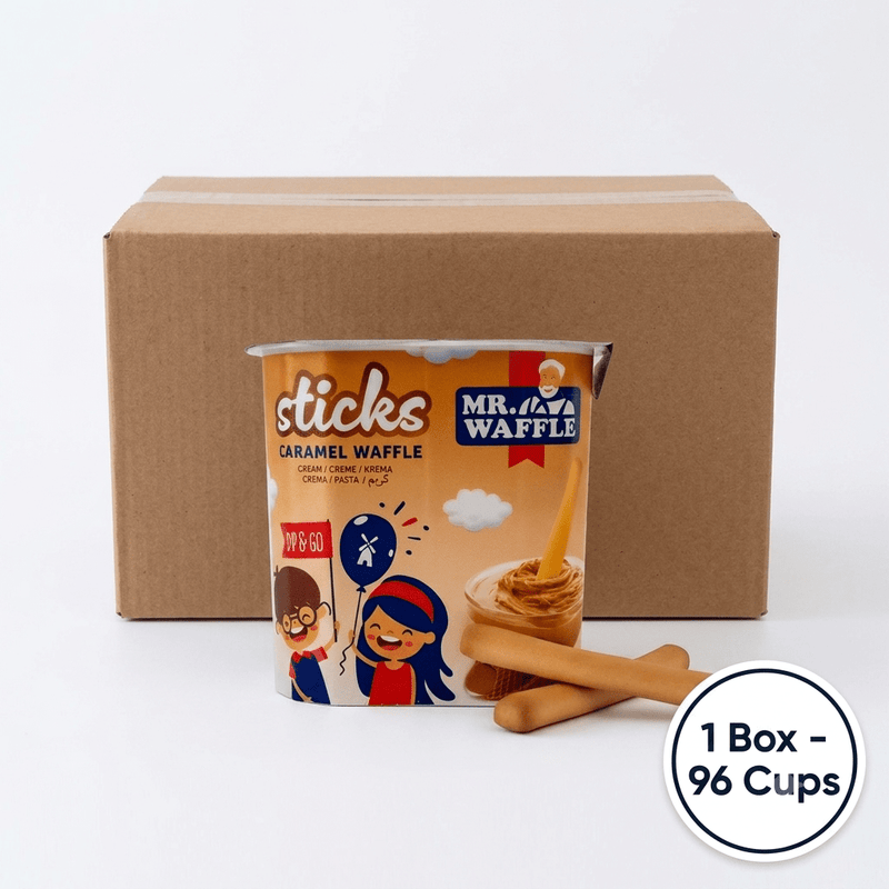 Wholesale Caramel Wafer Sticks with Cream Cup (Dip & Go) - 1 Case - 96 Cups - Aladdin Business