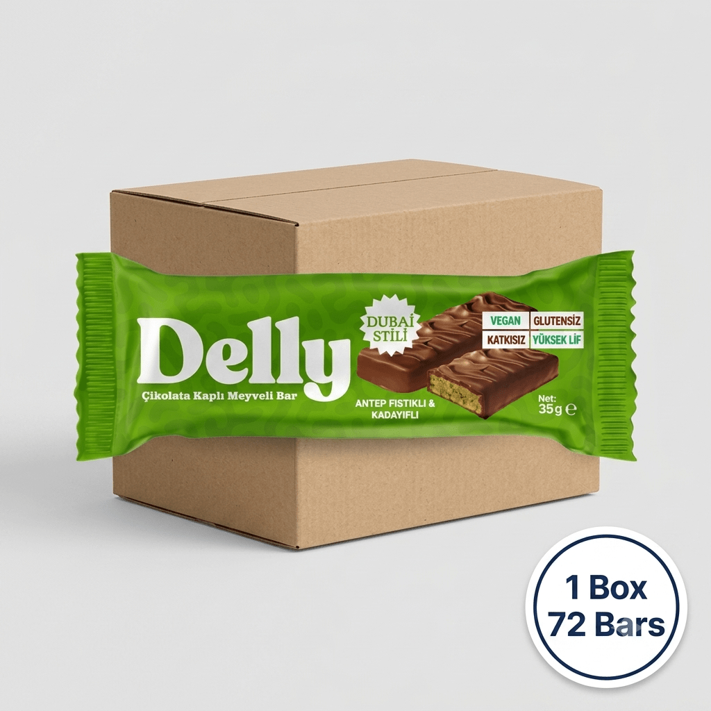 Wholesale Dubai-Style Pistachio & Knafeh Chocolate Covered Fruit Bar - 1 Case - 72 Bars - Aladdin Business