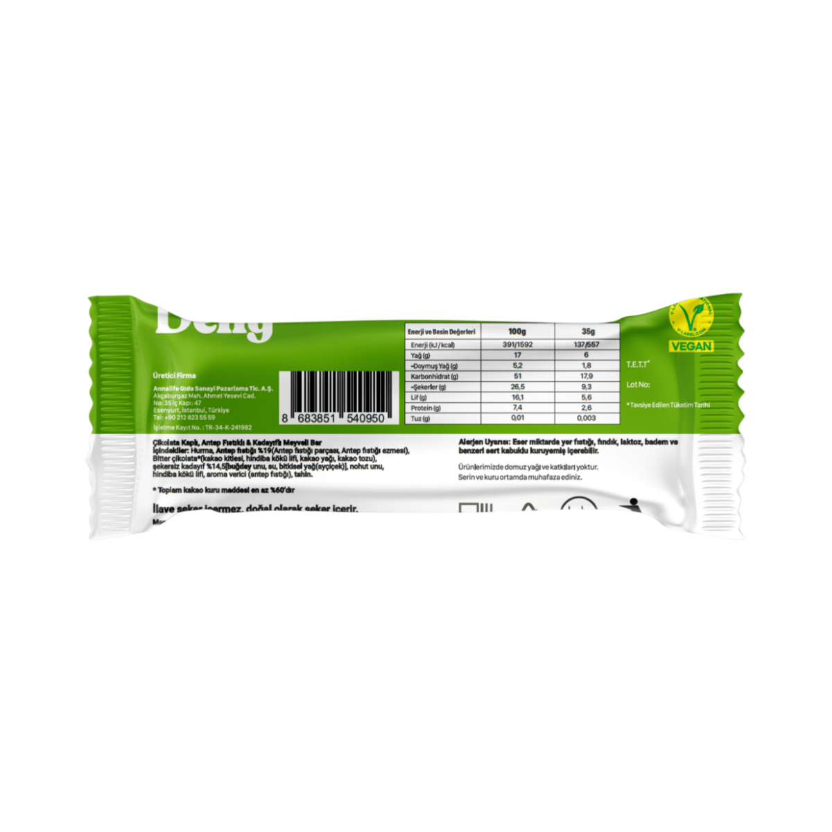 Wholesale Dubai-Style Pistachio & Knafeh Chocolate Covered Fruit Bar - 1 Case - 72 Packs - Aladdin Business