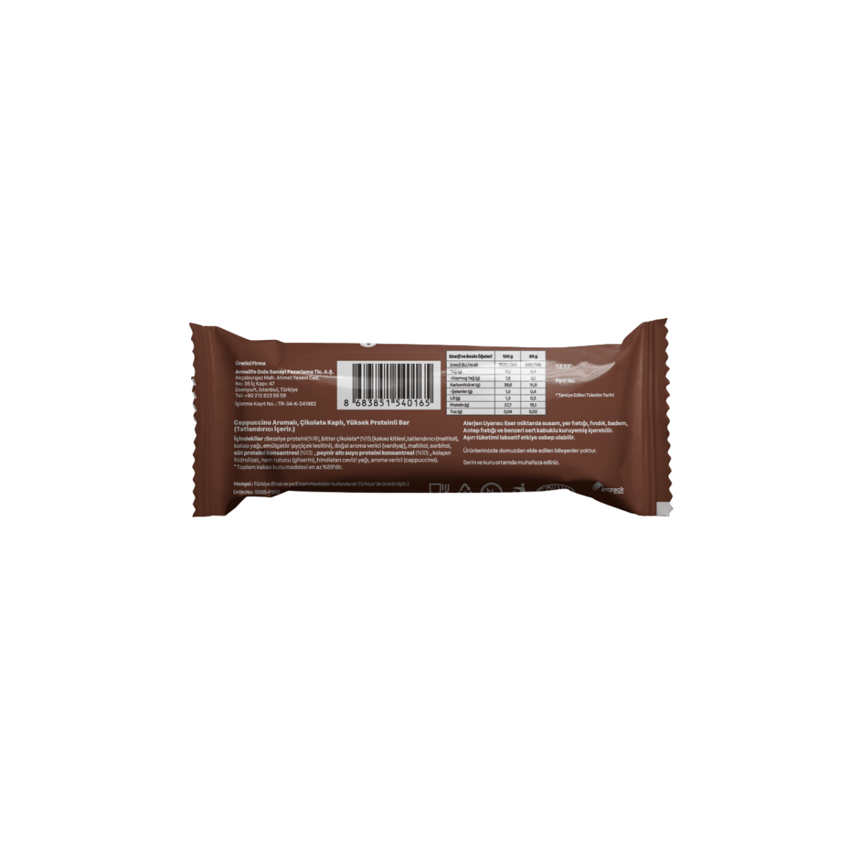 Wholesale High Protein Bar - Cappuccino Flavour - 1 Case - 72 Packs - Aladdin Business