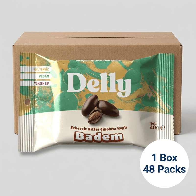 Wholesale Sugar-Free Dark Chocolate Covered Almonds - 1 Case - 48 Packs - Aladdin Business