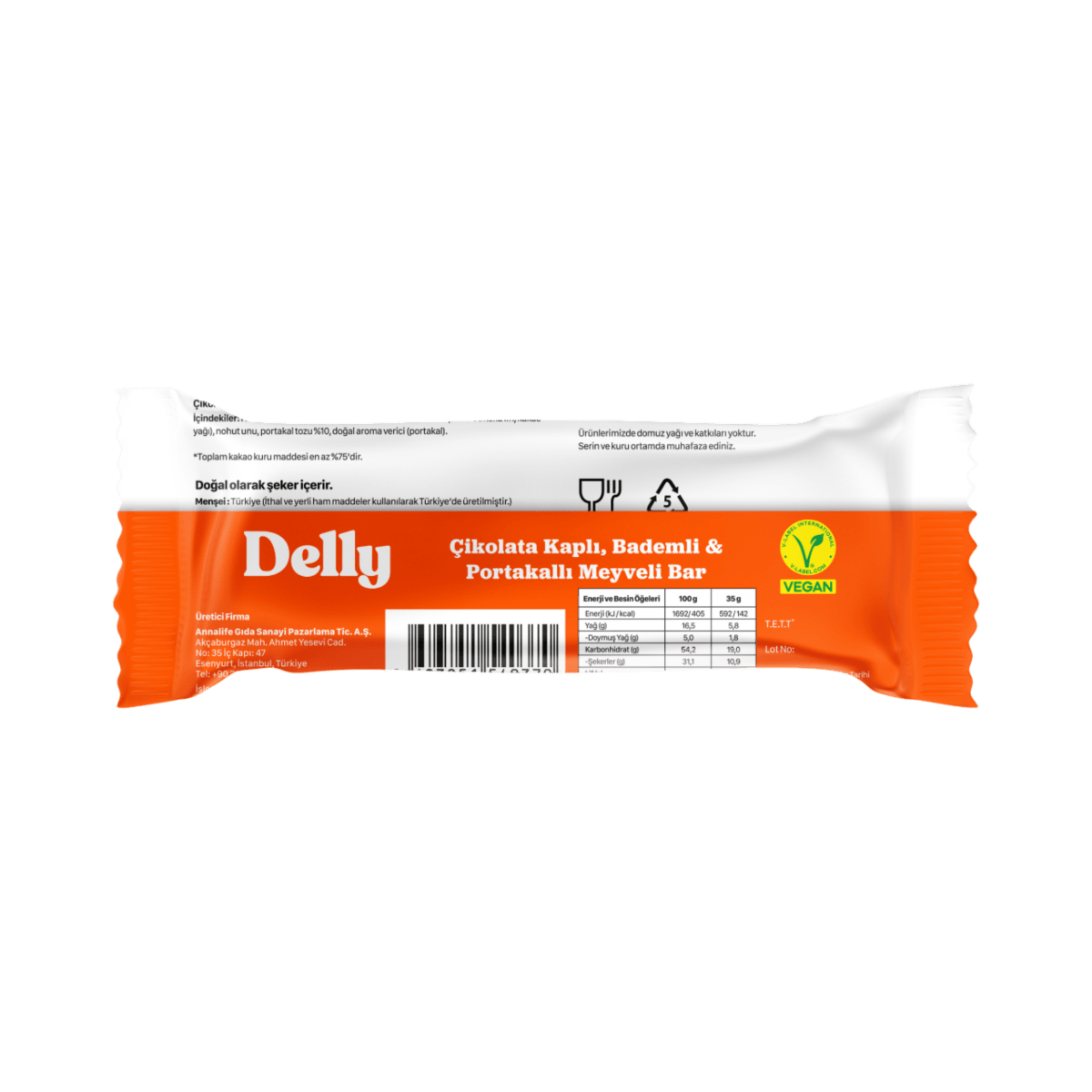 Wholesale Vegan Chocolate Covered Fruit Bar - Almond & Orange - 1 Case - 72 Packs - Aladdin Business