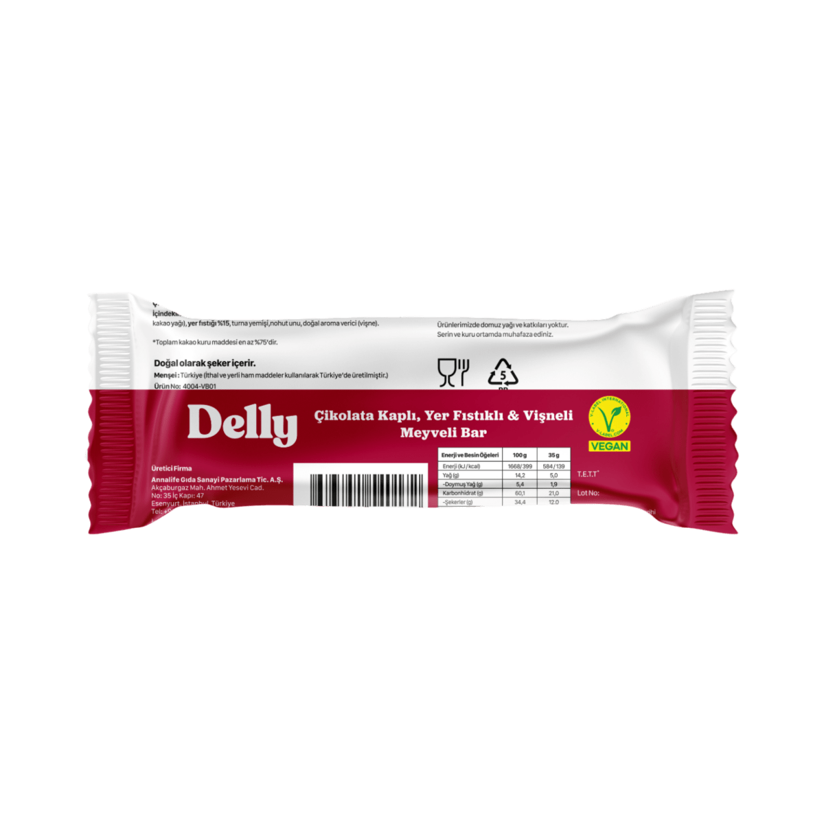 Wholesale Vegan Chocolate Covered Fruit Bar - Peanut & Sourcherry - 1 Case - 72 Packs - Aladdin Business